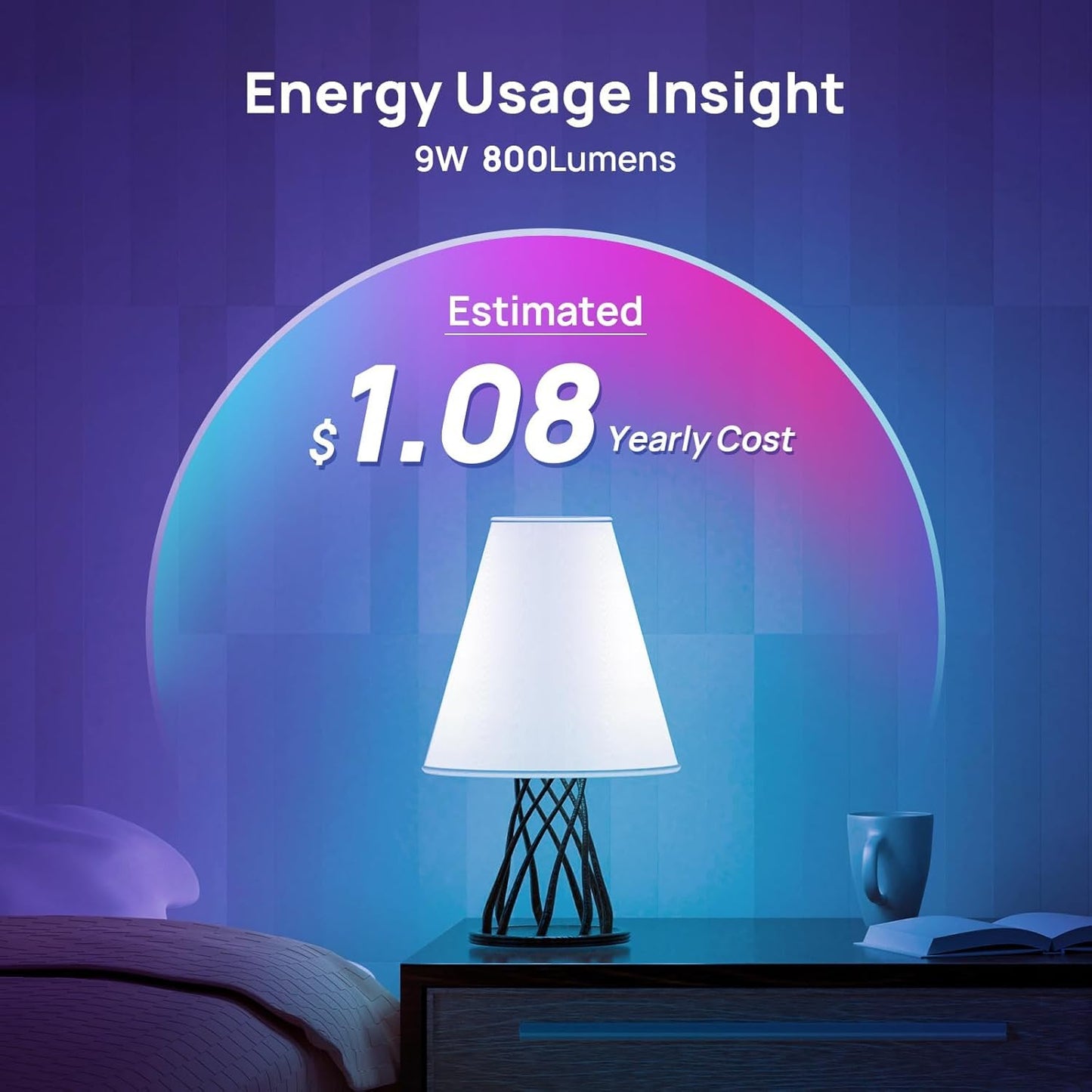 Consciot A19 Smart Light Bulbs, 800 Lumens, 6-Pack