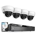 Amcrest 5MP Security Camera System, 4K 8CH PoE NVR, (4) x 5-Megapixel 2.8mm Wide Lens Weatherproof Metal Vandal Dome PoE IP Cameras, Pre-Installed 2TB