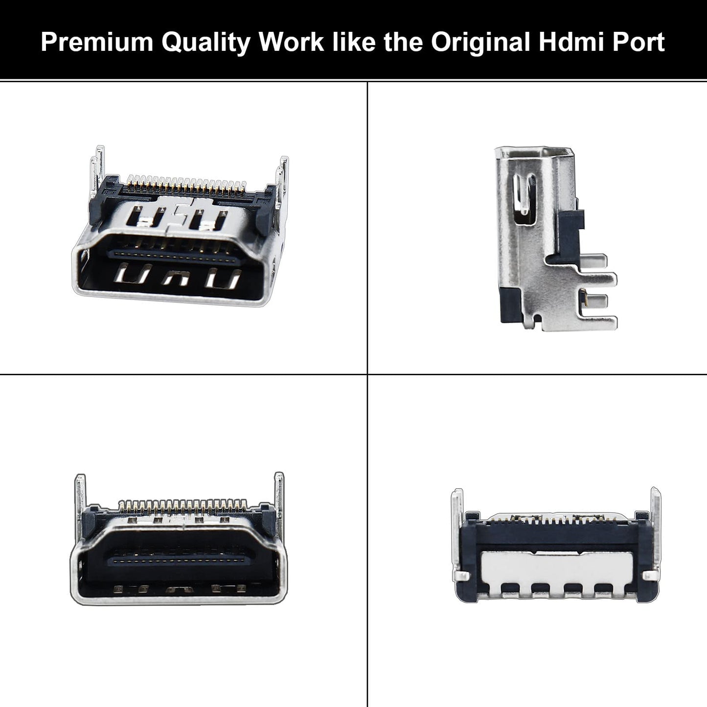 IRIDESCENT 4Pcs HDMI Port Replacement for PlayStation 5, HDMI Display Socket Connector Jack for Sony PS5 Console (Silver - 4 Pcs)