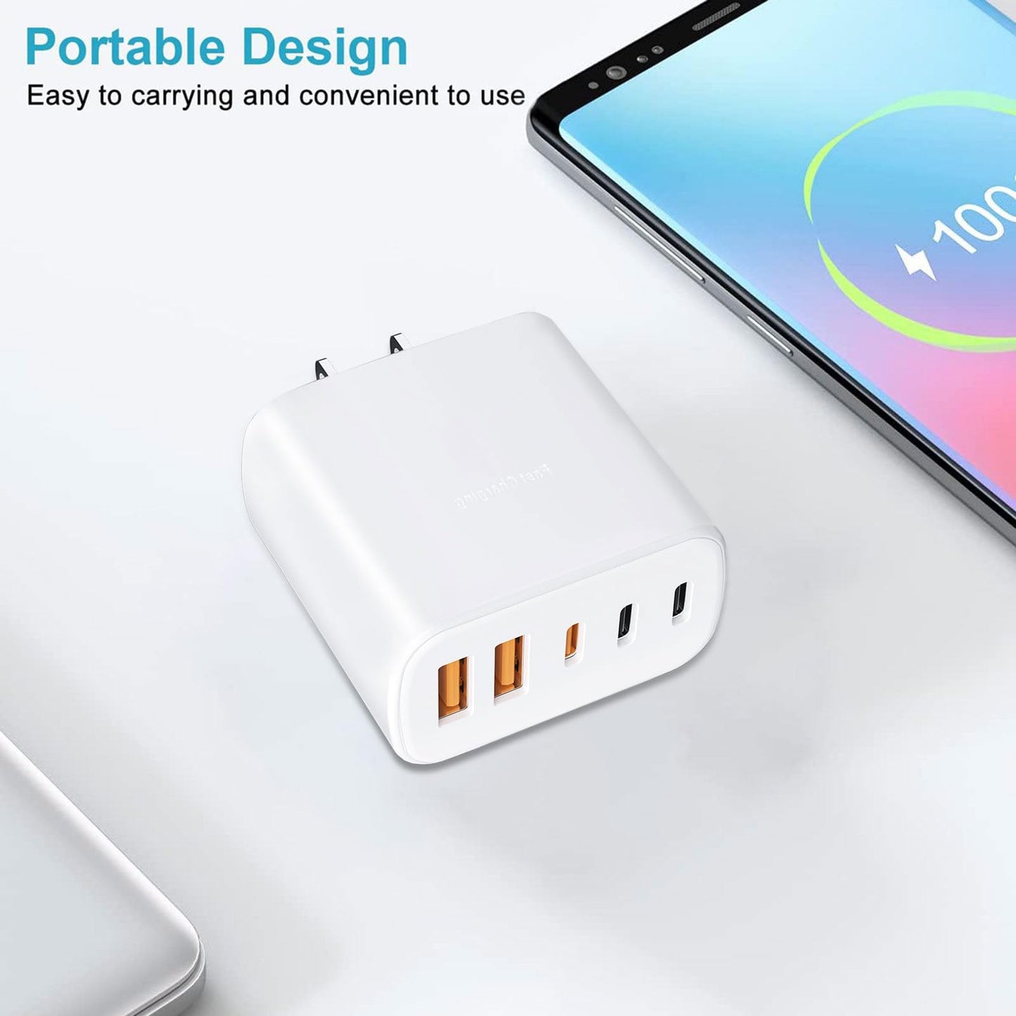 60W USB-C Fast Charging Kit (Includes Cables: 4ft + 6ft), 5-Port Wall Plug Power Adapter, Compatible with iPhone 17/16/15/Pro Max Series, iPad