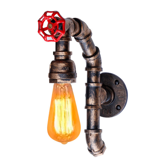 XEYOU Retro Wall lamp Vintage Industrial Steampunk Wall Sconce with Switch Metal Water Pipe Wall Mounted Light Fixture E26 Edison Bulb for Cafe Bar