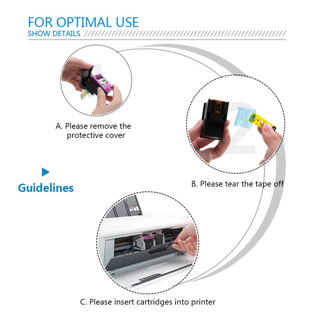Valuetoner Remanufactured Ink Cartridges Replacement for HP 60 D8J23FN CC640WN CC643WN for Envy 100 110 120, Deskjet D1660 D2530, Photosmart C4680