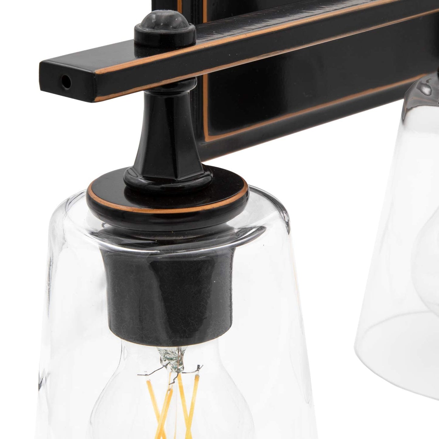 Maxxima 3-Light LED Vanity Light Fixture, Farmhouse Bathroom Vanity Wall Light, 2400 Lumens, 2700K Warm White Modern Clear Glass Wall Light, A19 Bulbs