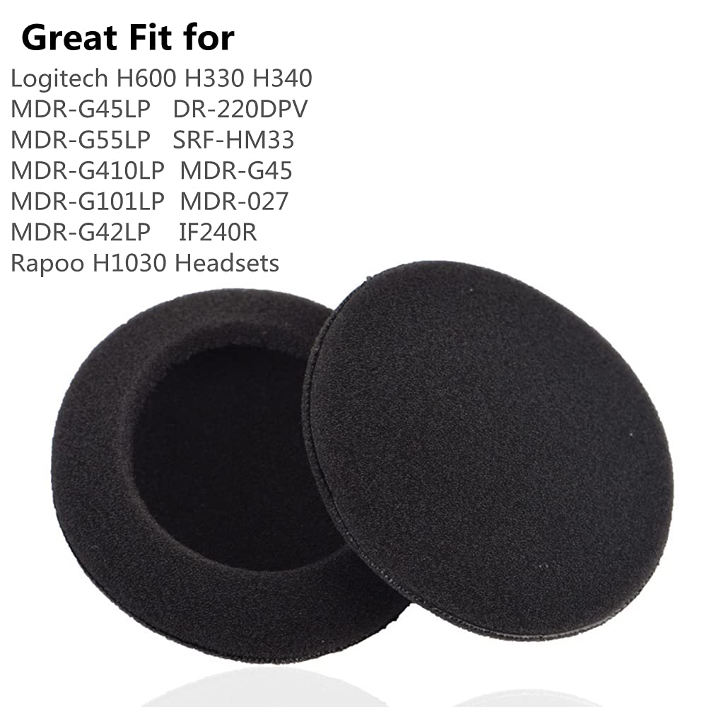 4 Pairs (2.4") Replacement Foam Earpads Ear Cushion Covers Compatible with Logitech H600 H330 H340 and Sony MDR-G45LP MDR-G55LP MDR-G410LP MDR-G101LP