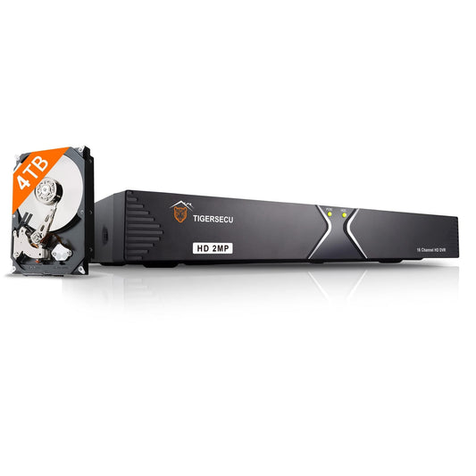 TIGERSECU Super HD 1080P H.264 16 Channel DVR Security Recorder with 4TB Hard Drive, Hybrid 6-in-1 CCTV DVR Recorder Compatible with 2MP and 5MP TVI