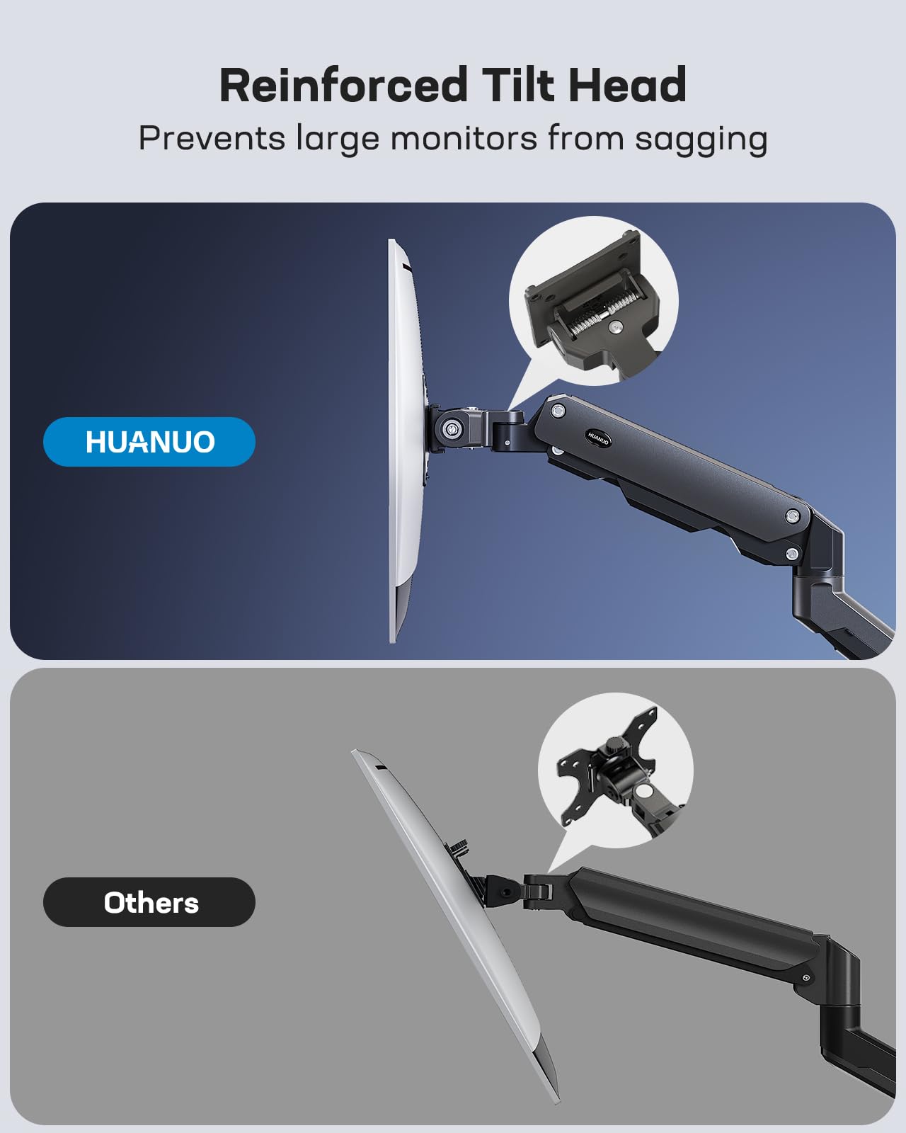 HUANUO Heavy Duty Monitor Arm for 13 to 49 inch Screens up to 35 lbs, Aluminum Ultrawide Screen Arm for Samsung Odyssey G9 and More, Fully Adjustable