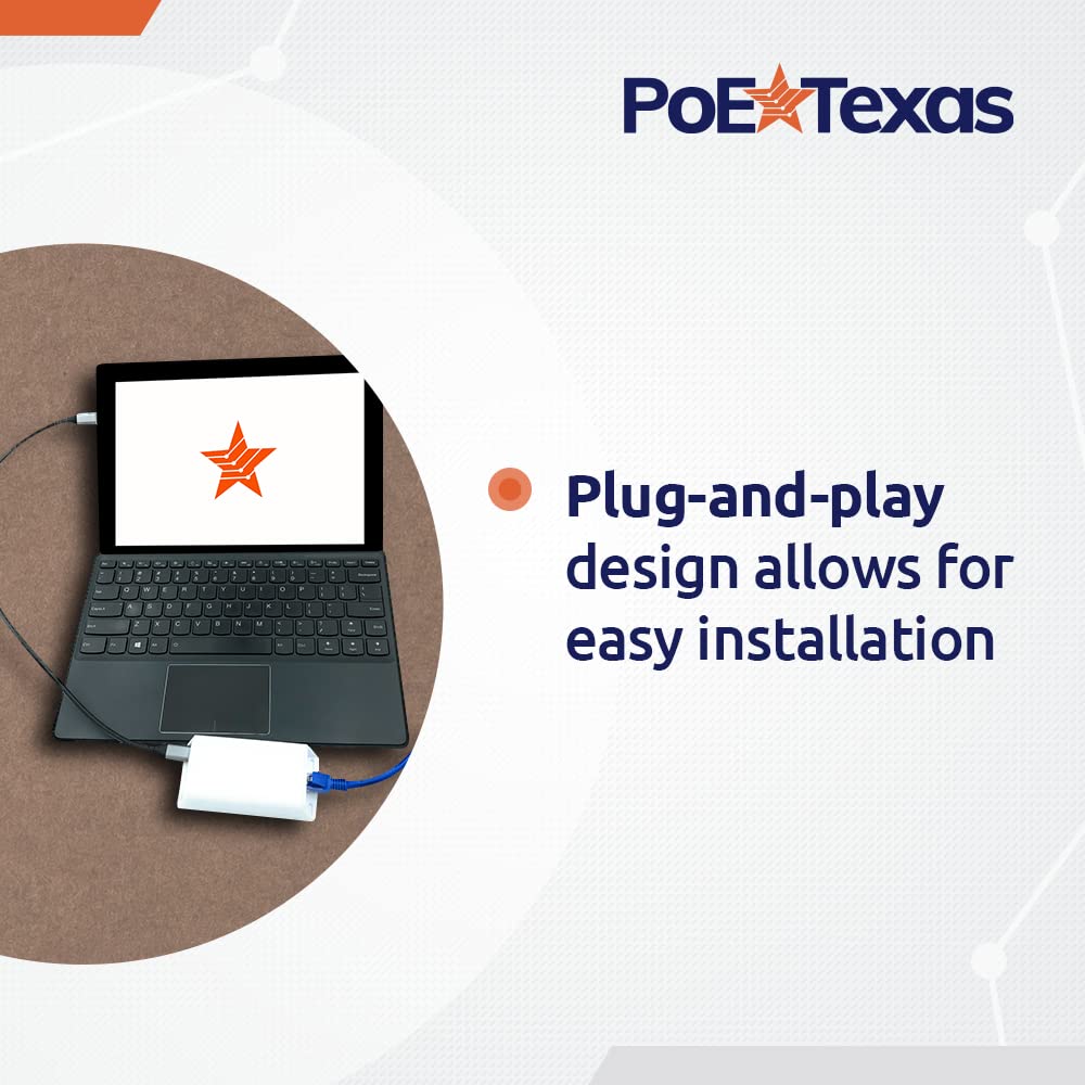 PoE Texas PoE to USB-C Power & Separate Data Delivery Kit - USB Type C Power Delivery Kit with Max Output of 41 Watts, Compatible with Dell, HP