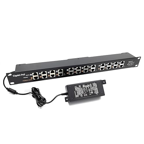PoE Texas 12 Port Gigabit PoE Injector - Passive Power Over Ethernet Midspan Injector with 48 Volt 60 Watt Power Supply for 802.3af/at Devices - Mode