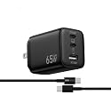 65W USB C Charger Block, 3-Port GaN III Fast Charger, Foldable Wall Charger with 6FT 240W Braided Cable Compatible iPhone 17Pro/16, Mac Book