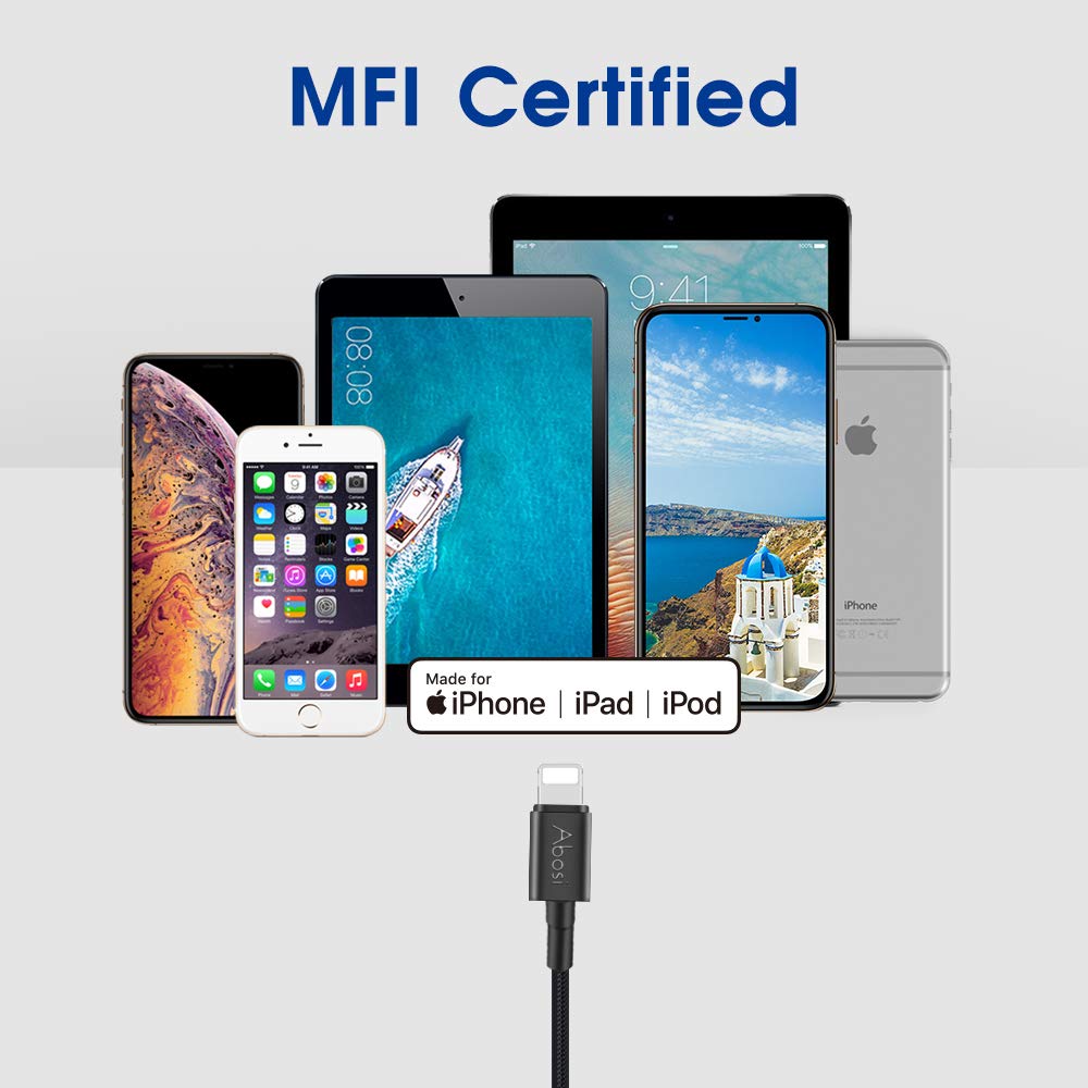 Abosi Charger Cable USB C to Lightning Cable 10Ft [Apple MFi Certified] Durable Braided Nylon Type C to Cable Fast Charge for 12/12 Pro/12 Mini/11…