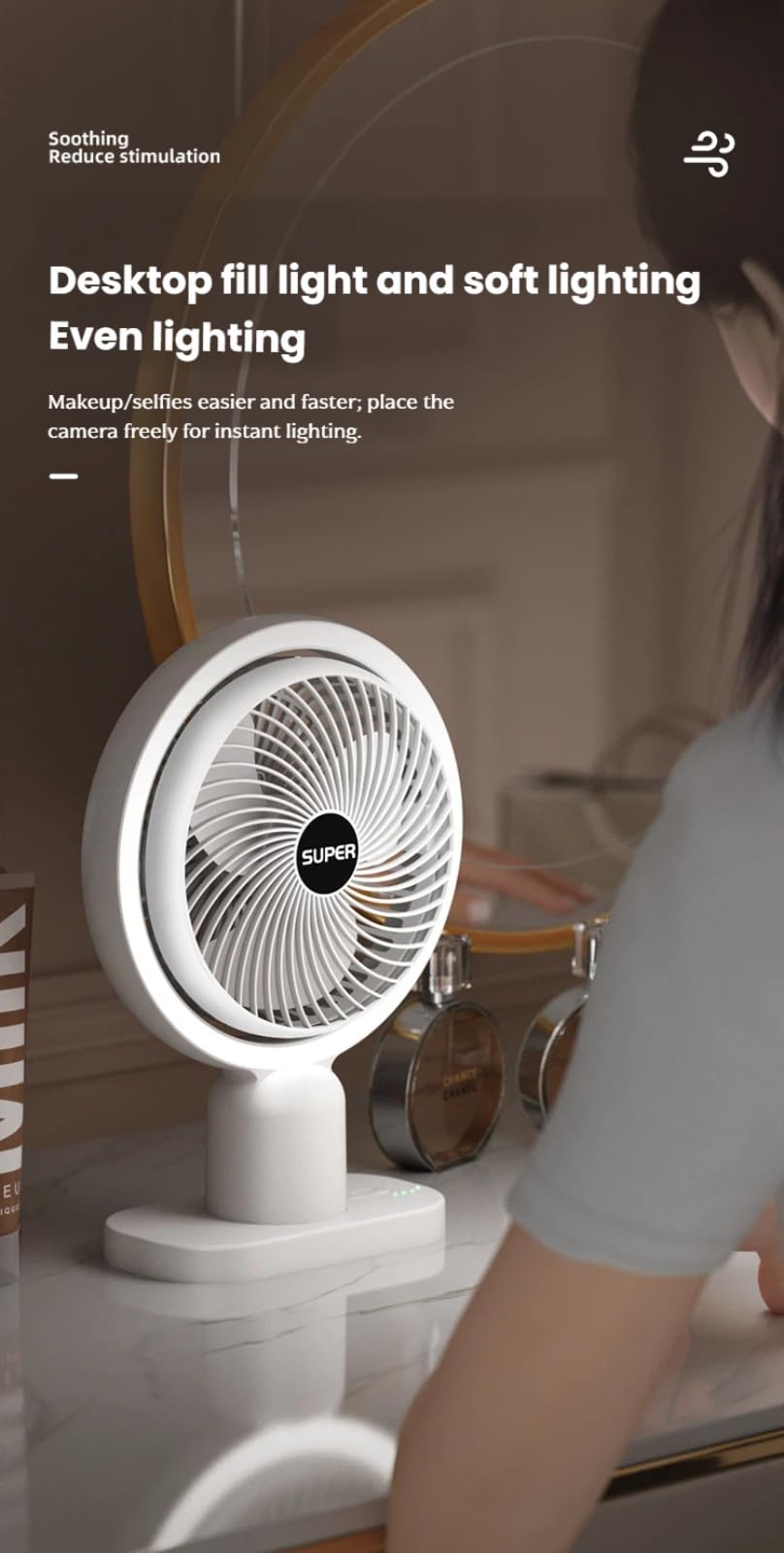 Jonakise Desktop mini desktop small fan with strong wind and LED light