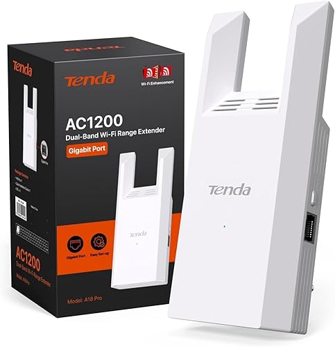 Tenda WiFi Range Extender AC1200 - WiFi Extender with Gigabit Ethernet Port, 1.2Gbps Home Signal Booster, Dual Band, Up to 1600 Sq & 32 Devices