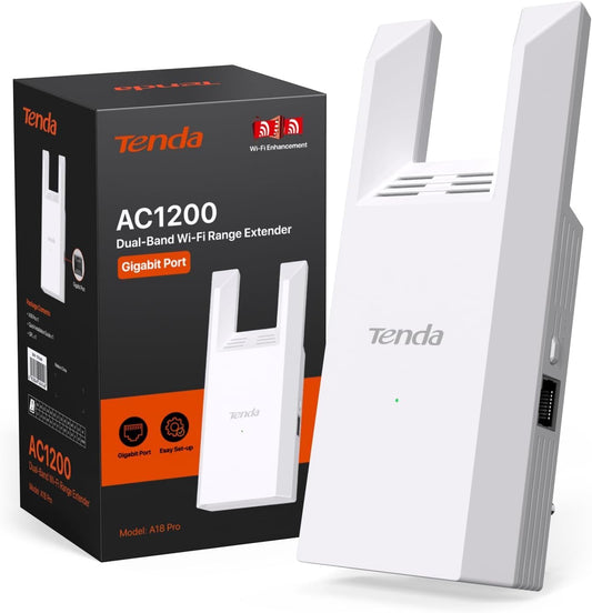 Tenda WiFi Range Extender AC1200 - WiFi Extender with Gigabit Ethernet Port, 1.2Gbps Home Signal Booster, Dual Band, Up to 1600 Sq & 32 Devices