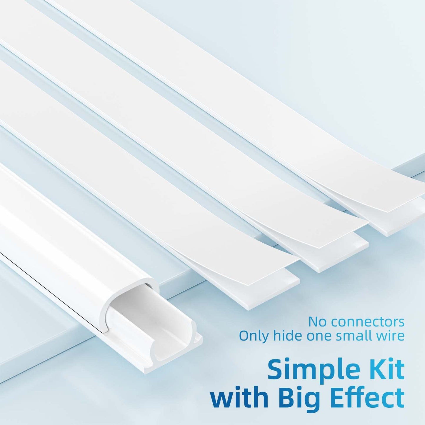 Yecaye 128in Mini Cord Hider for 1 Mini Wire, On-Wall Cord Cover Channel, Tape Wire Concealer, Cable Cover Cable Management for Home Office, W0.5in