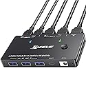 8K HDMI KVM Switch 1 Monitors 2 Computers, 8K@60Hz/4K@120Hz KVM Switch for 2 Computers Sharing 1 Monitors, Keyboard, Mouse,with 2 USB
