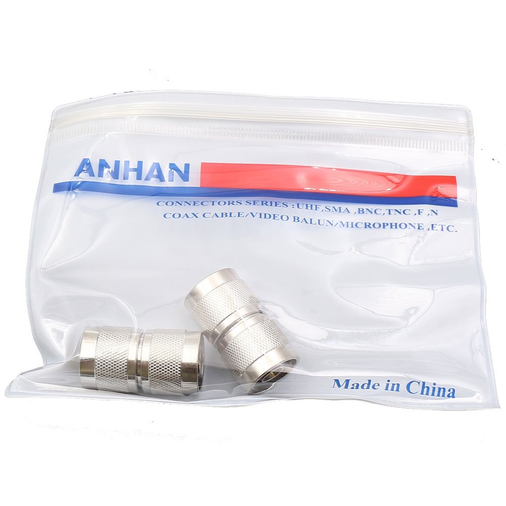 ANHAN N Type Connectors N Adapters N Type Coax Connector Walkie Talkie N adapters RF coaxial Cable Adapter (N Male to Male 2pack)