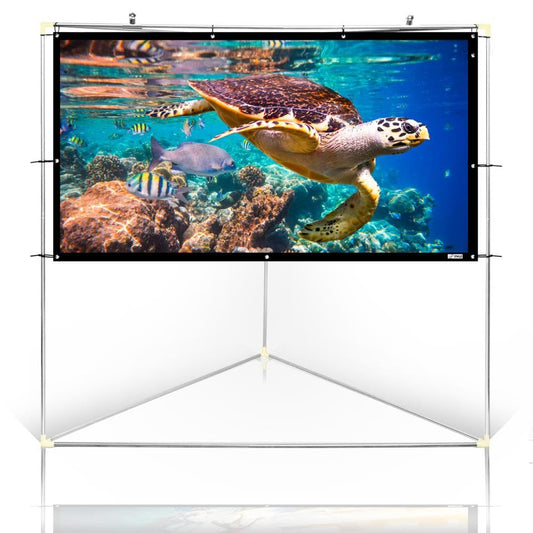 Pyle 100" Outdoor Portable Matt White Theater TV Projector Screen w/Triangle Stand - 100 inch, 16:9, 1.15 Gain Full HD Projection