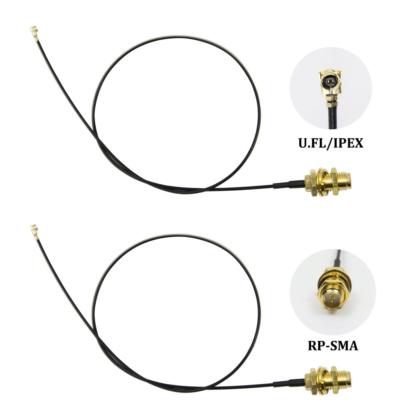 Highfine 2 x 2.4GHz 6dBi Indoor Omni-Directional WiFi Antenna 802.11n/b/g RP-SMA Female Connector + 2 x 20cm/8" U.FL/IPEX to RP-SMA Pigtail Antenna
