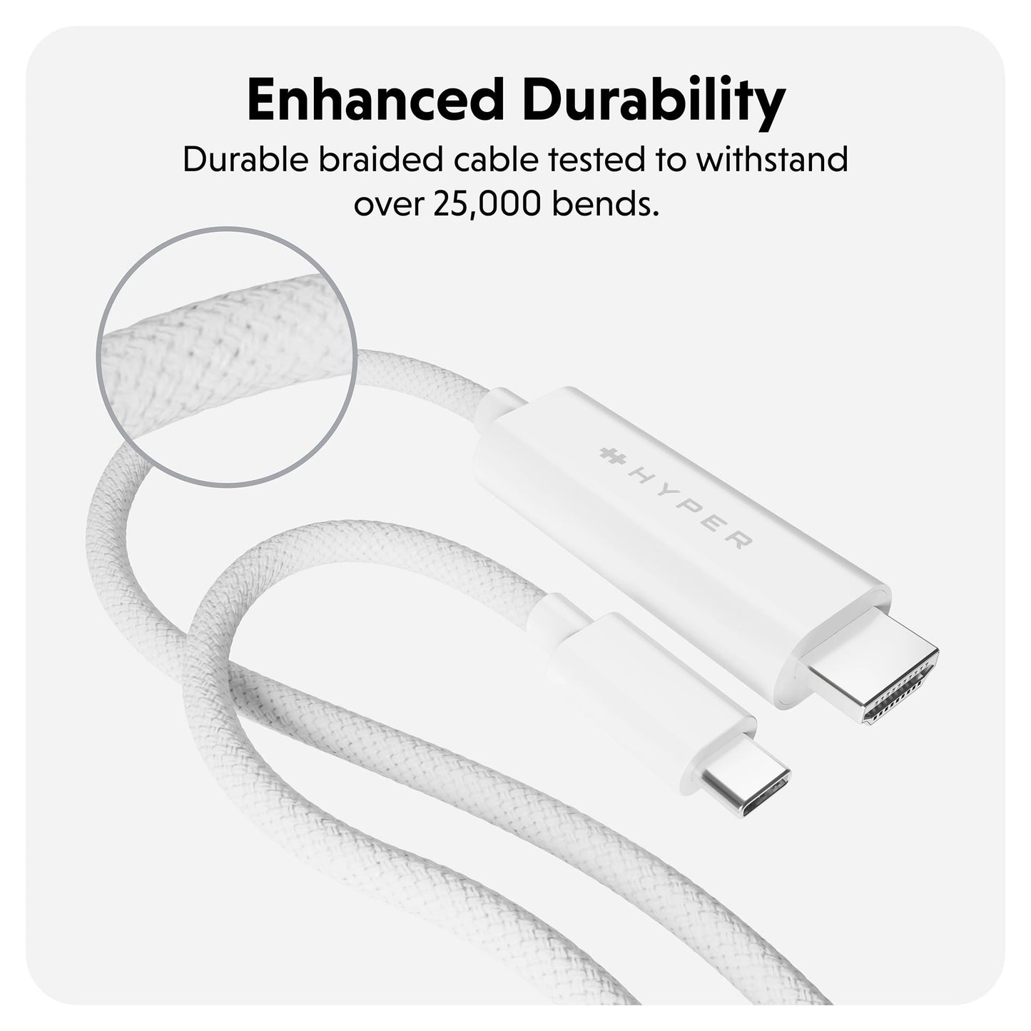 Hyper HyperDrive USB-C to HDMI 4K60Hz Cable - White