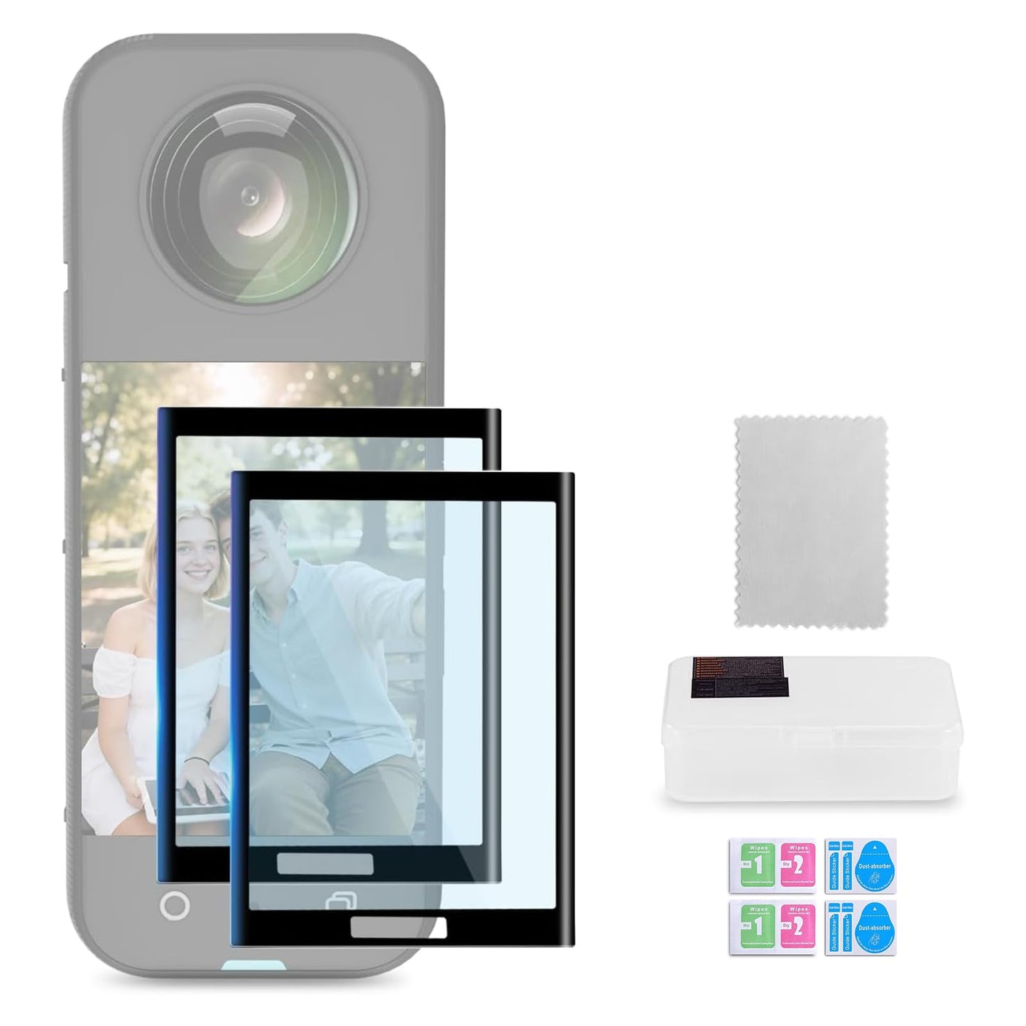 NEEWER X4/X5 Screen Protector Accessories Kit (2 Pack) Compatible with Insta 360 X5 Insta360 X4 Action Camera, 9H HD Anti Scratch Tempered Glass