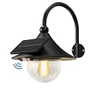 Auzev Solar Lantern Lights Outdoor Retro Solar Barn Light with 3 Lighting Modes & Motion Sensor, Wall Mount Waterproof Outside for Farmhouse, Patio