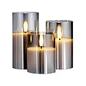 VEVOR Gray Flickering Flameless Candles, Set of 3 Battery Operated Flameless Led Candles with 10-Key Remote and Timer, Real Wax & Warm Color
