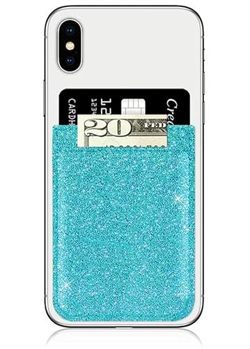 iDecoz Phone Pockets - Stick On Credit Card Wallet - Slim Card Holder - Universal fit - Apple - iPhone - Samsung - Galaxy - and More. (Turquoise