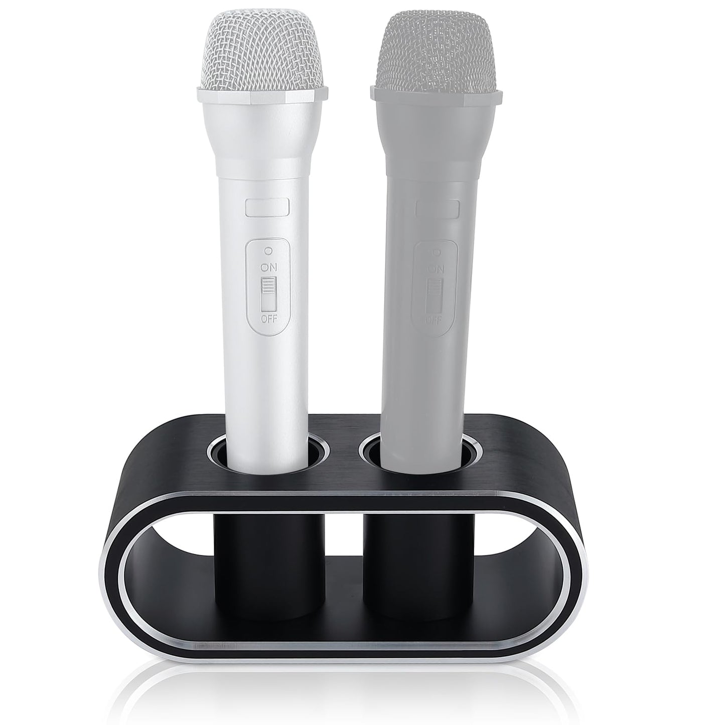 WikrOck Metal Aluminum Alloy Desktop Microphones Storage Holder, Stand Support Base For Wireless Microphones, Fashionable Tabletop Mics Organizer (M