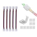 LED Light Strip Connectors for RGB Strip Lights, 10-Pack 4pin 8mm Gapless Seamless Connectors, 5 Pack Strip for Stripping Jumper Extension Connector