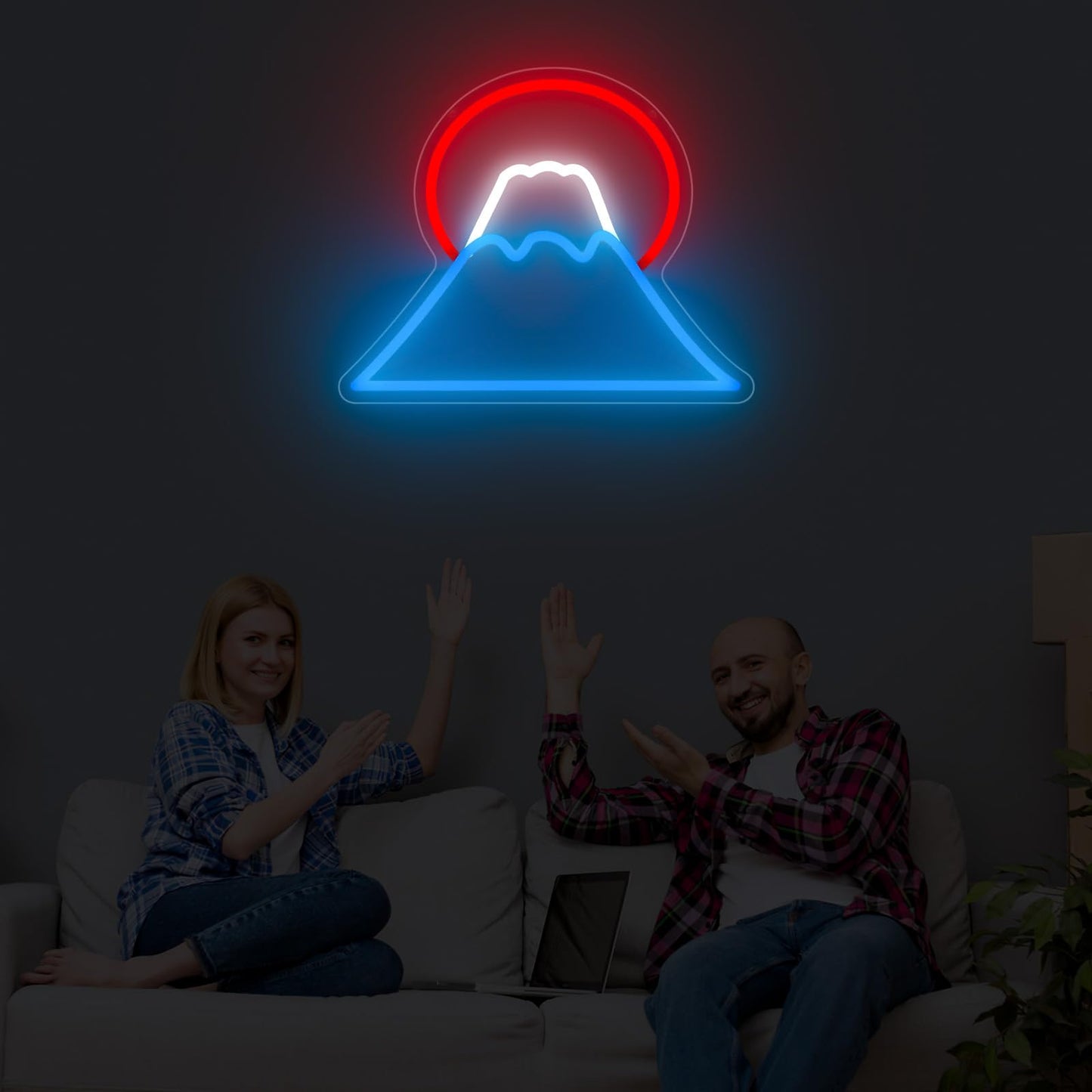 Sunset Neon Sign for Wall Decor, Sunset Sunrise Mountain LED Light Signs with Dimmer & Ice Mountains for Home Decor, Creative Gifts for Bedroom