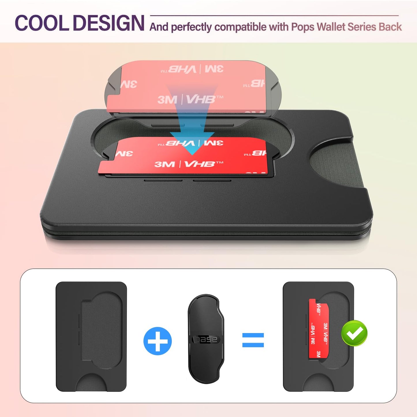 volport 3PCS Adhesive Base for Pops Wallet+, Detachable Sticky Plastic Part Strips Replacement for Socket Wallet Plus & Wallet Case Back with Extra