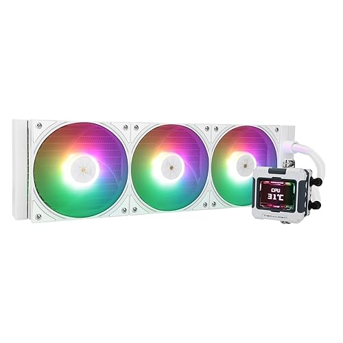 Thermalright FW 360 White ARGB V2 CPU Water Cooler with 3 PWM Fans with 2000RPM,IPS LCD Screen with 320 * 240 Resolution,Liquid CPU Cooler,CPU PC Aio