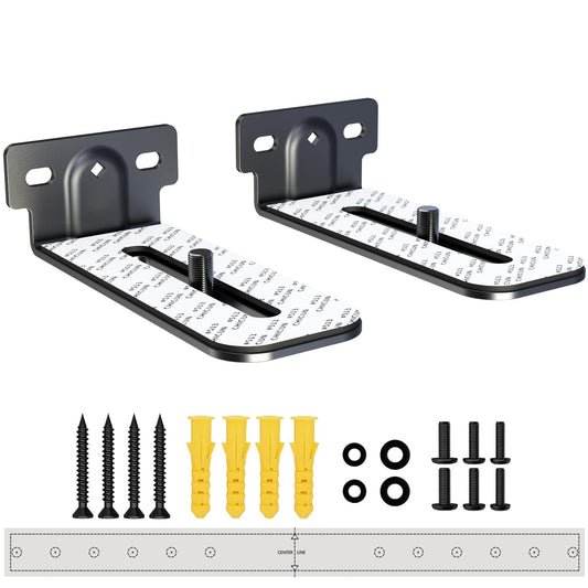 Agandax Soundbar Wall Mount Bracket Universal Soundbar Mount Shelf Depth Adjustable for Bose, Samsung, Vizio, LG, Dolby Atmos Soundbars (Black: V01)