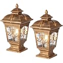 PTOUG 2 Pack Outdoor Post Light, Bronze Post Lamp Fixture, Antique Street Lights for Patio, Garden, Fence Lawn, Pathway, Driveway, Front/Back Door.