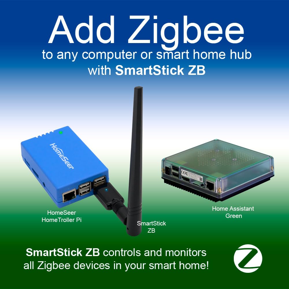 HomeSeer Zigbee 3.0 USB Interface/Coordinator/Dongle (SmartStick ZB), SiLabs ERG32MG21 Chip Technology, Compatible with HomeSeer, Home Assistant