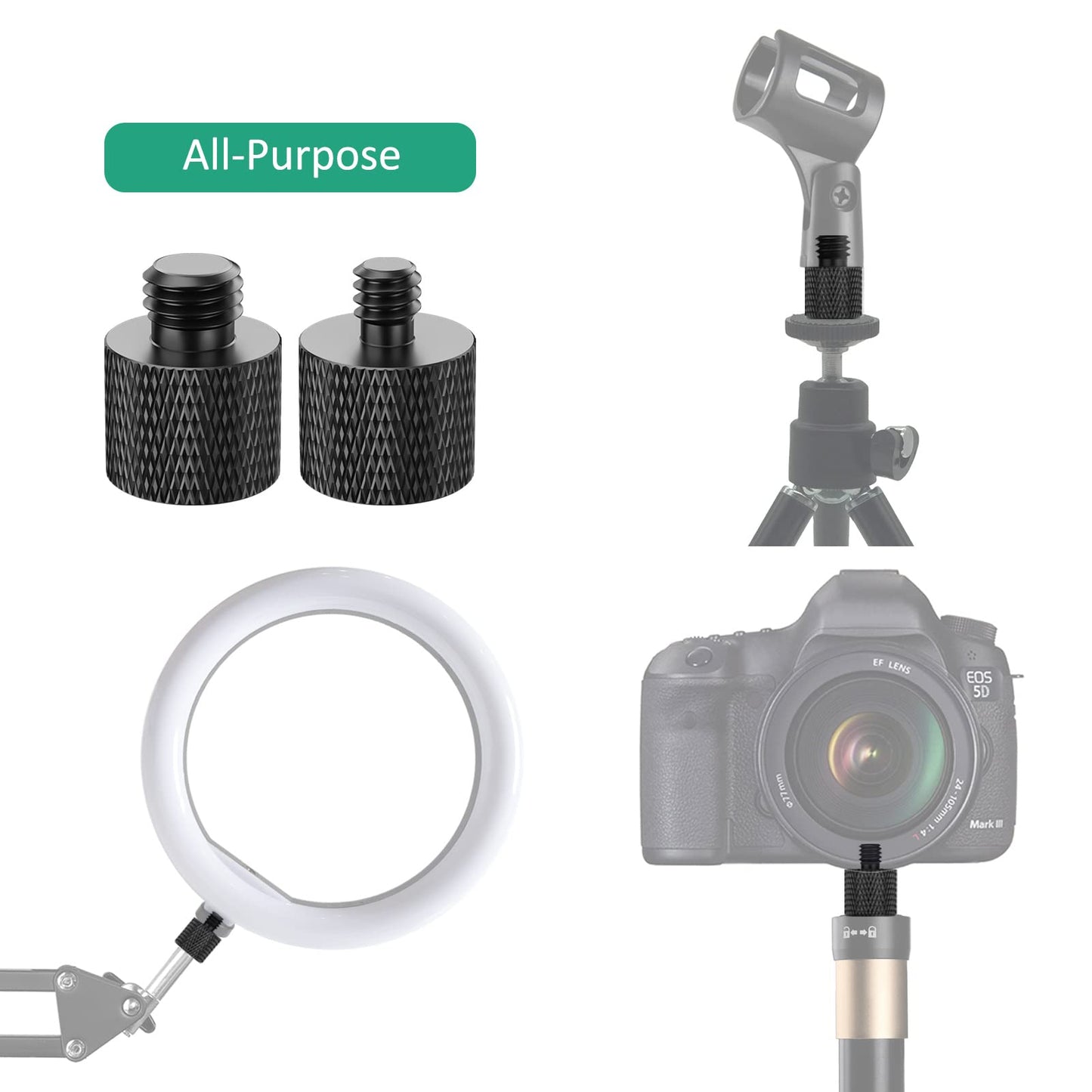 Rigych 3/8 to 1/4 Camera Screw Adapter Thread 4 Pcs 1/4 Female to 3/8 Male and 3/8 Female to 1/4 Male Camera Tripod Adapter for Camera Monitor Tripod