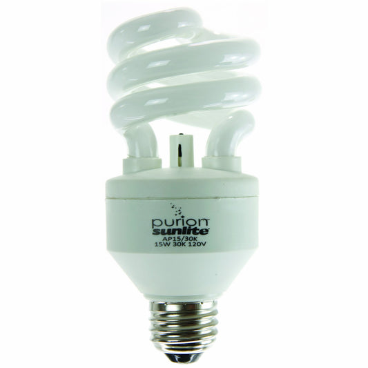 Sunlite AP15/30K Purion CFL T3 Spiral Light Bulb, 15 Watts (60W Equivalent), 900 Lumens Built-in Air Purifying Technology, Medium Base (E26), UL