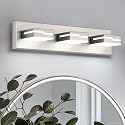 Merexcint LED Modern Bathroom Vanity Light Fixtures 3-Light, 19 inch Dimmable Nickel Vanity Lights for Bathroom Lighting Fixtures Over Mirror
