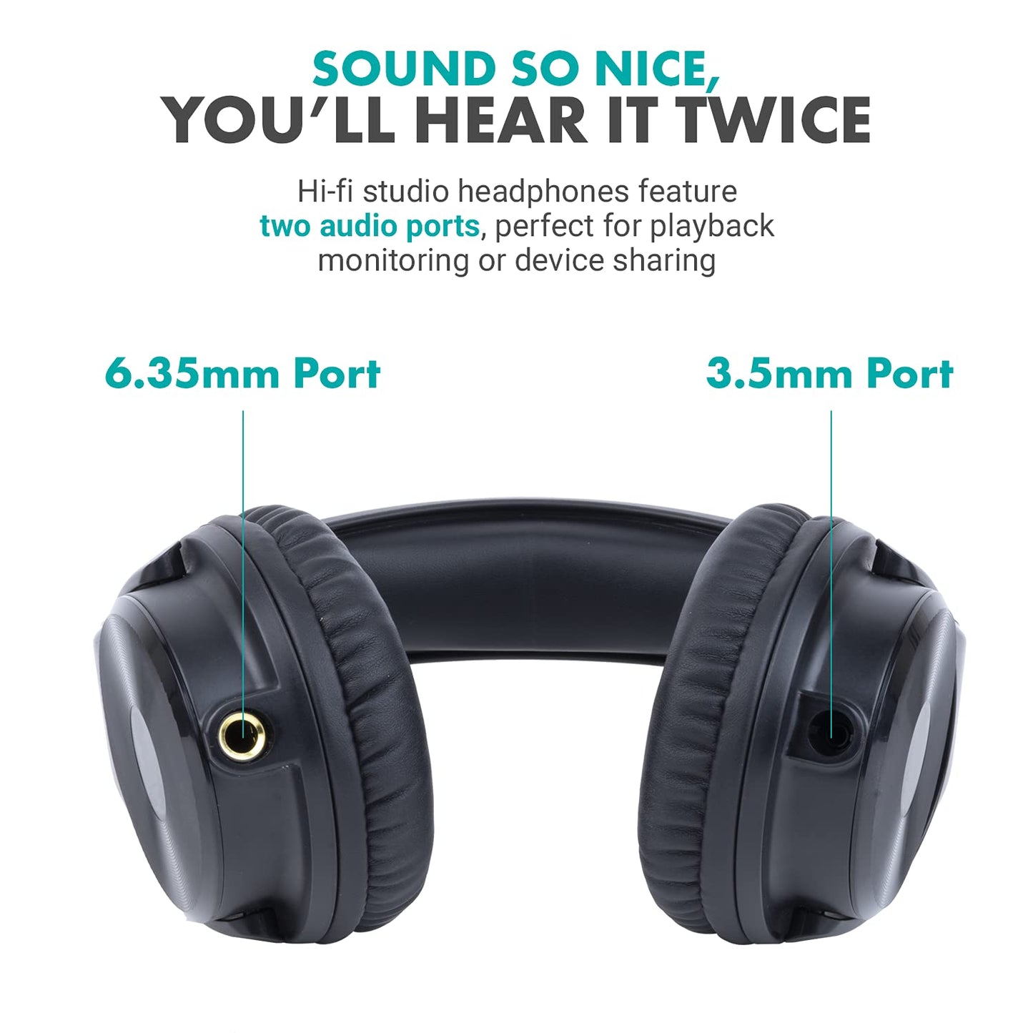 Movo MH-100 Hi-Fi Studio Headphones with Microphone - Wired Over Ear Headphones for Gaming and Music with 3.5mm and 6.35mm Input - Comfortable…