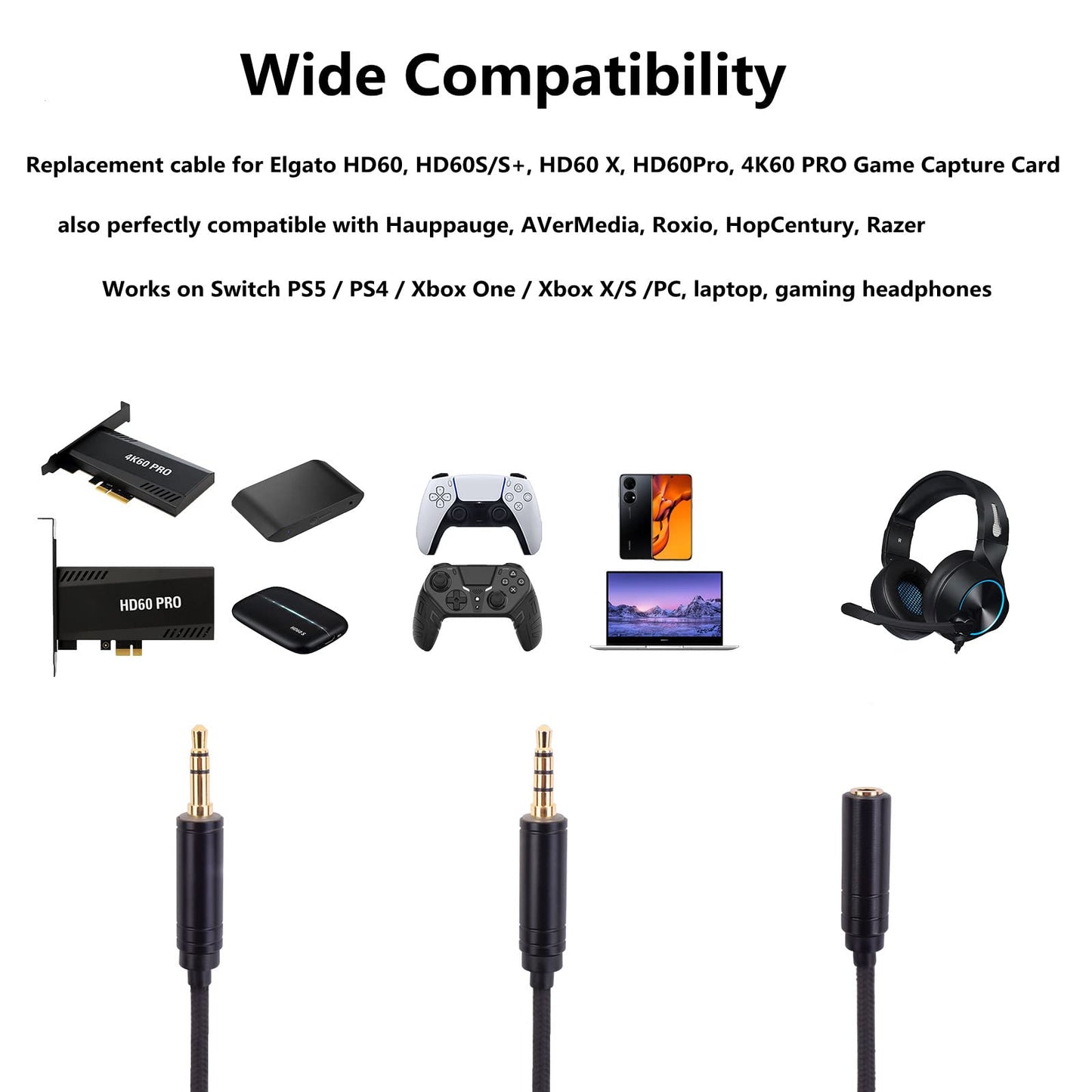 Sqrgreat HD60 Pro Chat Link Cable Cord Compatible with Elgato HD60, HD60S/S+, HD60 X, HD60Pro, 4K60 PRO Game Capture Card Works on Switch…
