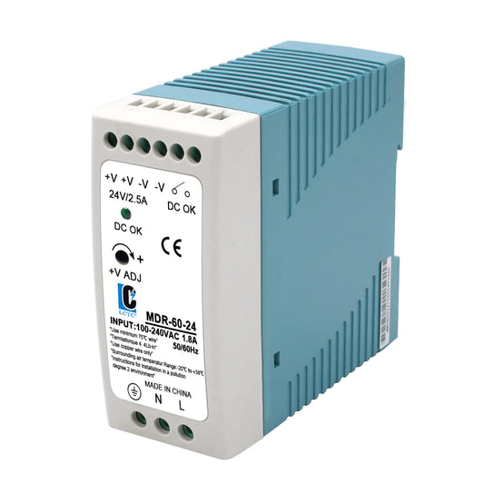 DIn Rail DC 24V Switching Power Supply MDR 60W Rail Type(Input:100-240VAC,Output:24VDC,50/60HZ) Switch Converter (24V 2.5A)