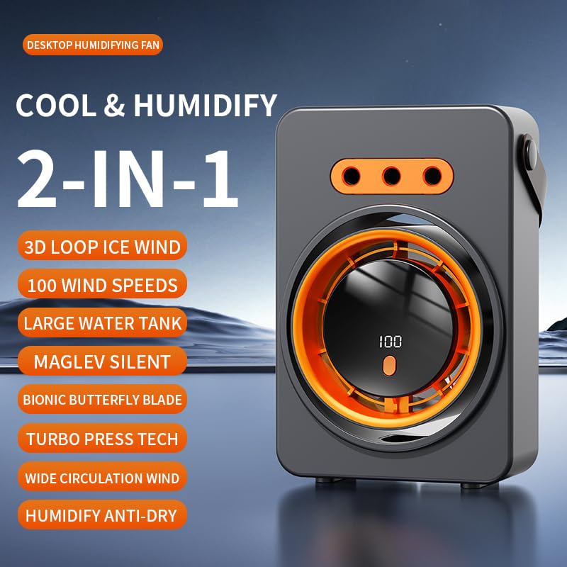 KFFNFMJK 2 Pack Desktop 3-Hole Humidification Circulating Fan, 2 in 1 Cooling & Humidifying Desk