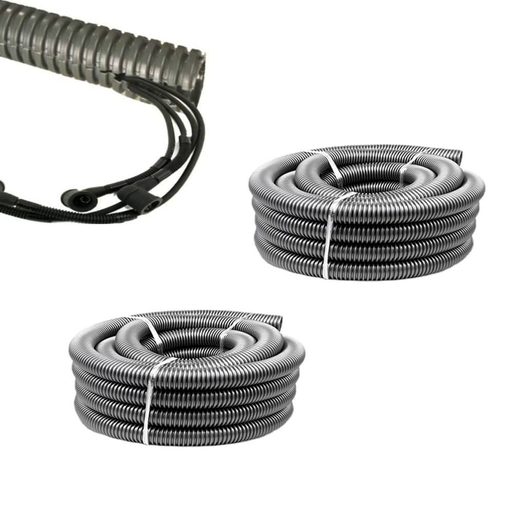 SKYPRO Split Loom Tubing Wire Conduit, Grey Corrugated Wire Tube Cable Protection Pipe Cable Tidy Tube for TV Cables, Electric Wire, Garden Lights (OD