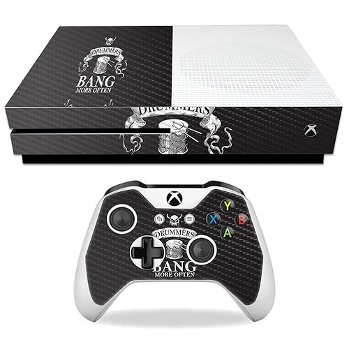 MightySkins Carbon Fiber Skin for Microsoft Xbox One S - Drummers | Protective, Durable Textured Carbon Fiber Finish | Easy to Apply, Remove,