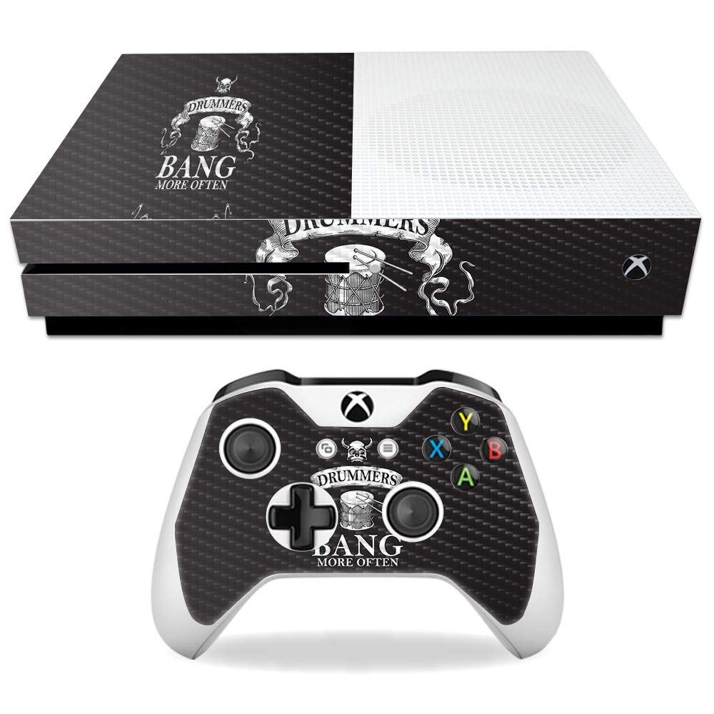 MightySkins Carbon Fiber Skin for Microsoft Xbox One S - Drummers | Protective, Durable Textured Carbon Fiber Finish | Easy to Apply, Remove,
