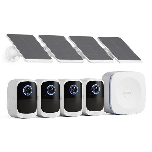 Safemo 4K Security Cameras Wireless Outdoor/Indoor, Battery Cameras for Home Security, No Monthly Fees, 32G Local Storage, Advanced AI, 5W Solar
