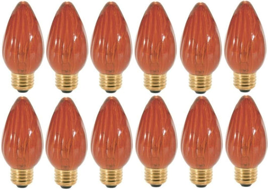 Satco S3370 Decorative Incandescent Light Bulb (Pack of 12), Amber Finish 40W, 120V, 335 Initial Lumens, F15 Lamp Shape, Medium Base, E26 Base