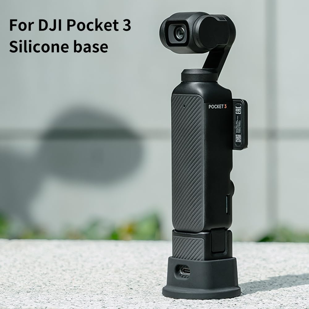 Black Silicone Non-Slip Desktop Mount Compatible for DJI Osmo Pocket 3, Silicone Base Gimbal Adapter Stabilizer with a Portable Charging Opening
