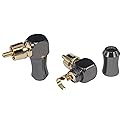 KK-01-4 [4Pcs 90° Angle] Hi End RCA Male Plug Adapter Audio Phono Gold Plated Solder Connector KK-01-4