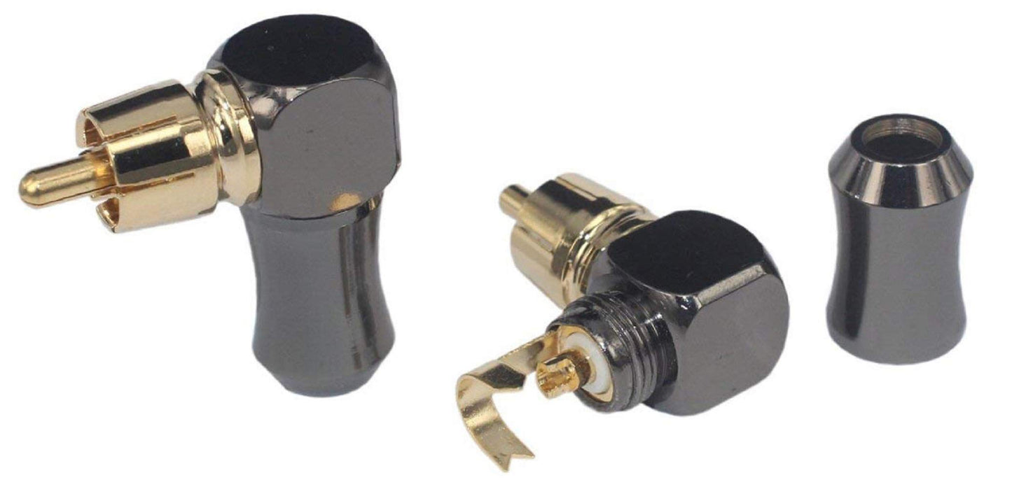 KK-01-4 [4Pcs 90° Angle] Hi End RCA Male Plug Adapter Audio Phono Gold Plated Solder Connector KK-01-4